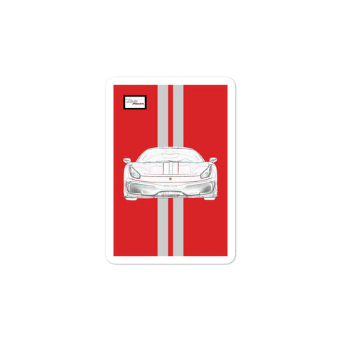 Rosso Corsa Ferrari 488 Pista Silver Racing Livery Sticker