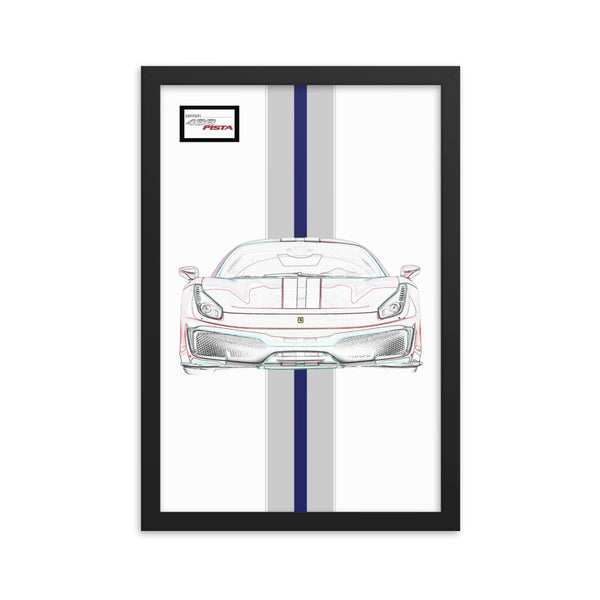 Bianco Avus Ferrari 488 Pista Silver Nart Racing Livery Framed Print