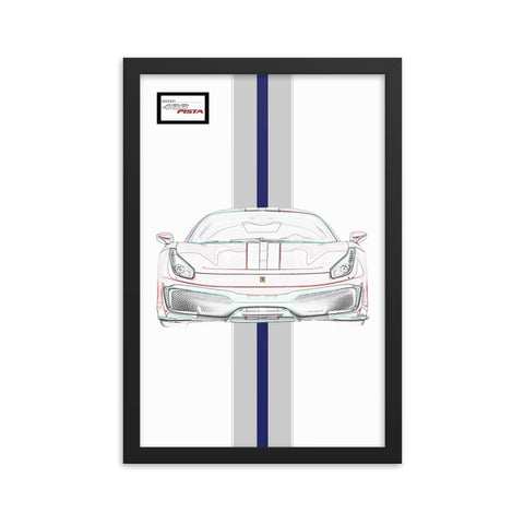 Bianco Avus Ferrari 488 Pista Silver Nart Racing Livery Framed Print