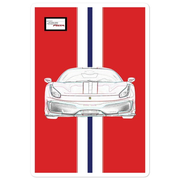 Rosso Corsa Ferrari 488 Pista White Nart Racing Livery Sticker