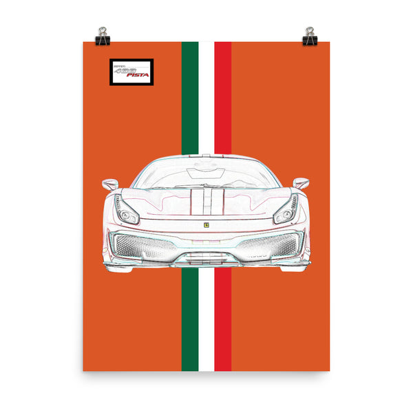 Tailor Made Arancio Triplo Strato Ferrari 488 Pista Poster