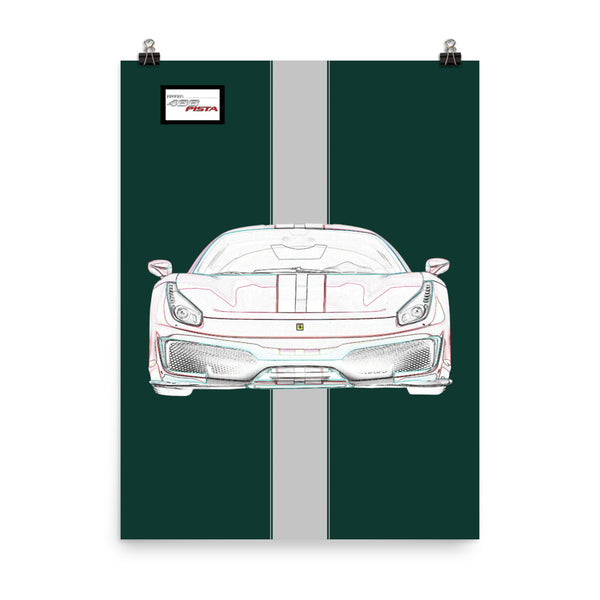 Tailor MadeVerde Scuro Ferrari 488 Pista Poster