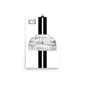 Oxford White Shelby GT500 Ebony Racing Stripe Poster