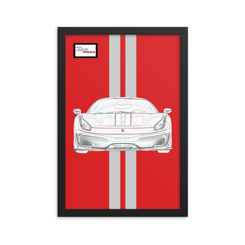 Rosso Corsa Ferrari 488 Pista Silver Racing Livery Framed Print