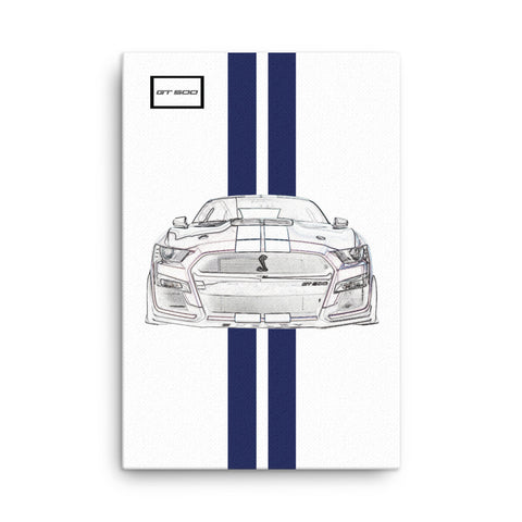 Oxford White Shelby GT500 Kona Blue Racing Stripe Canvas