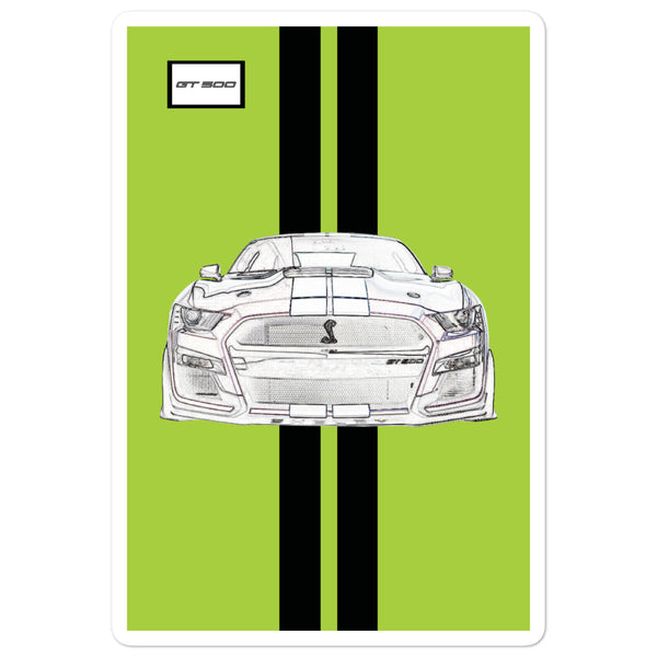 Grabber Lime Shelby GT500 Bright White Racing Stripe Sticker