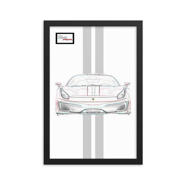 Bianco Avus Ferrari 488 Pista Silver Racing Livery Framed Print