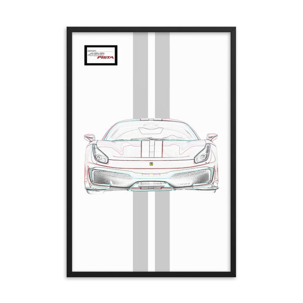 Bianco Avus Ferrari 488 Pista Silver Racing Livery Framed Print