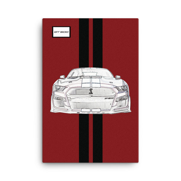 Rapid Red Shelby GT500 Ebony Racing Stripe Canvas