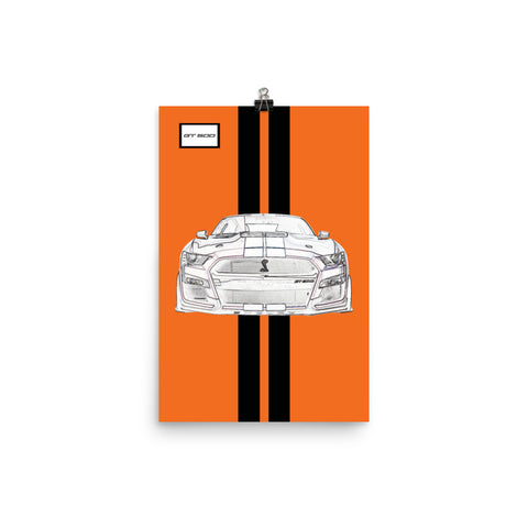 Twister Orange Shelby GT500 Ebony Racing Stripe Poster