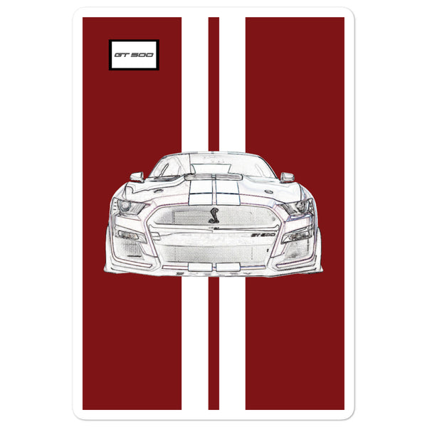 Rapid Red Shelby GT500 Bright White Racing Stripe Sticker