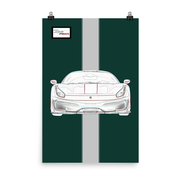 Tailor MadeVerde Scuro Ferrari 488 Pista Poster