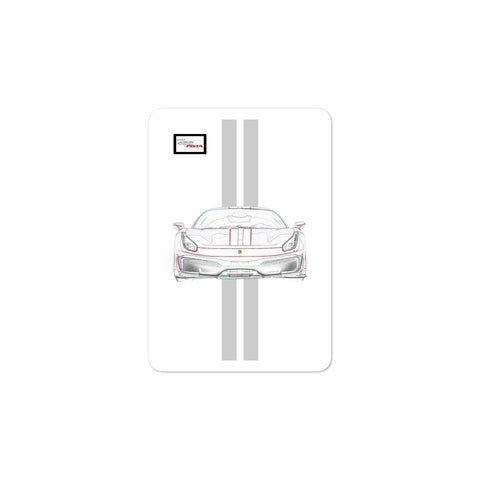 Bianco Avus Ferrari 488 Pista Silver Racing Livery Sticker