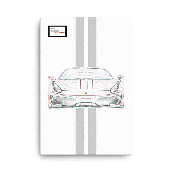 Bianco Avus Ferrari 488 Pista Silver Racing Livery Canvas