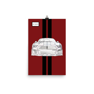 Rapid Red Shelby GT500 Ebony Racing Stripe Poster