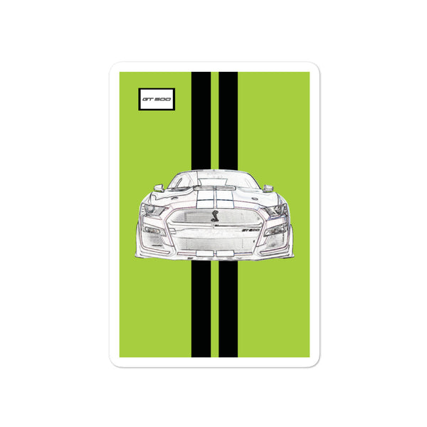 Grabber Lime Shelby GT500 Bright White Racing Stripe Sticker