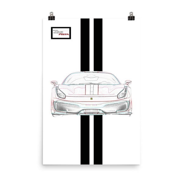 Bianco Avus Ferrari 488 Pista Black Racing Livery Poster