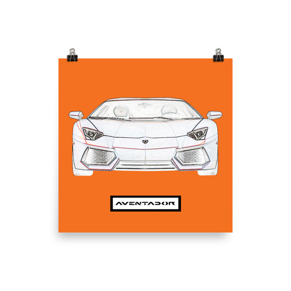 Arancio Atlas Lamborghini Aventador Poster