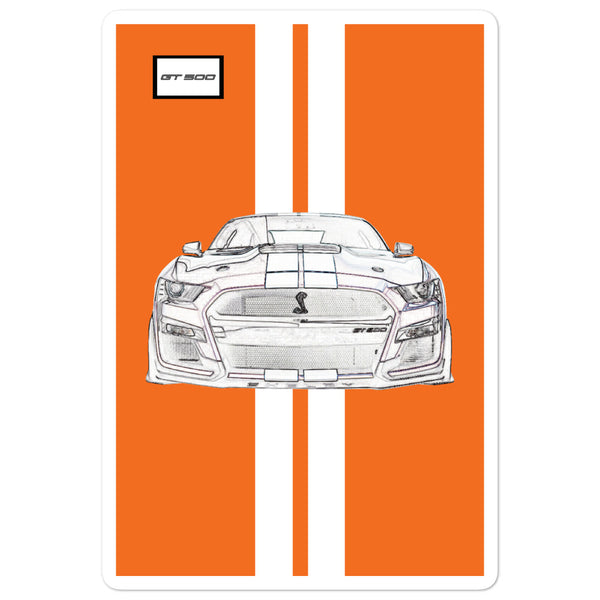 Twister Orange Shelby GT500 Bright White Racing Stripe Sticker