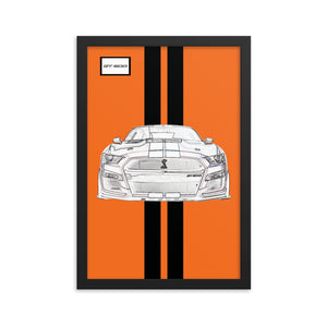 Twister Orange Shelby GT500 Ebony Racing Stripe Framed Print