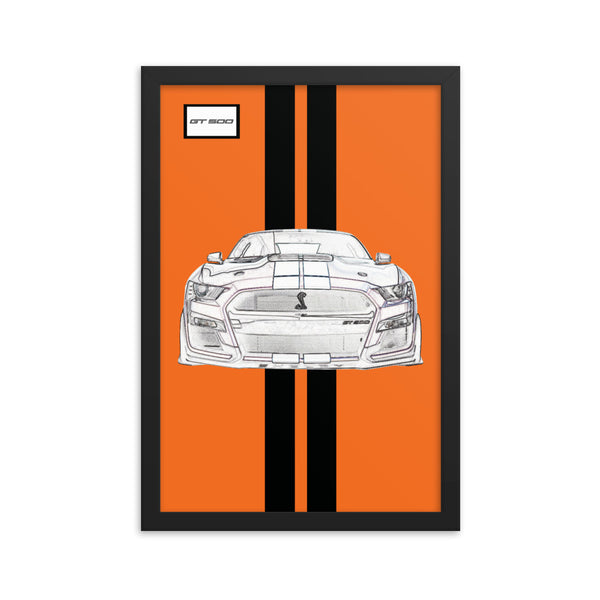 Twister Orange Shelby GT500 Ebony Racing Stripe Framed Print