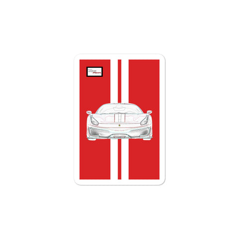 Rosso Corsa Ferrari 488 Pista White Racing Livery Sticker