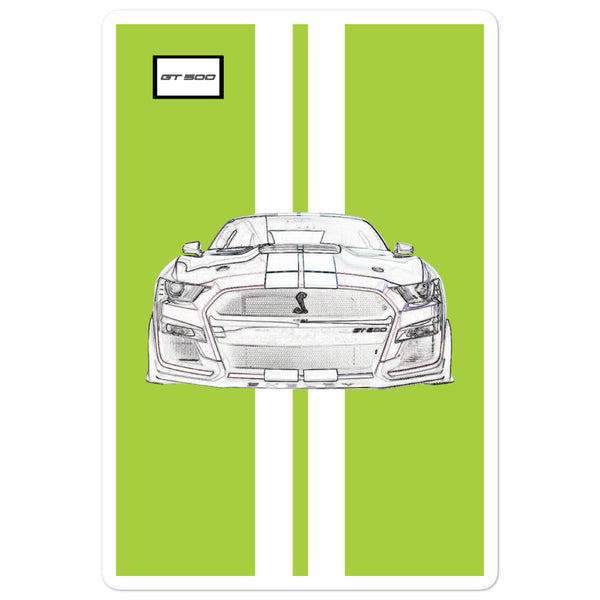 Grabber Lime Shelby GT500 Bright White Racing Stripe Sticker