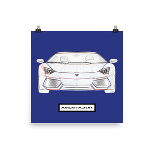Blu Nereid Lamborghini Aventador Poster
