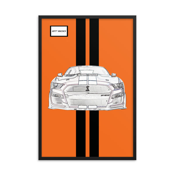 Twister Orange Shelby GT500 Ebony Racing Stripe Framed Print