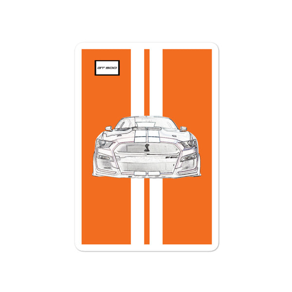 Twister Orange Shelby GT500 Bright White Racing Stripe Sticker