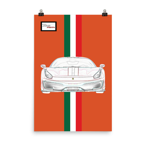 Tailor Made Arancio Triplo Strato Ferrari 488 Pista Poster