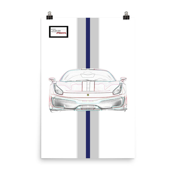 Bianco Avus Ferrari 488 Pista Silver Nart Racing Livery Poster