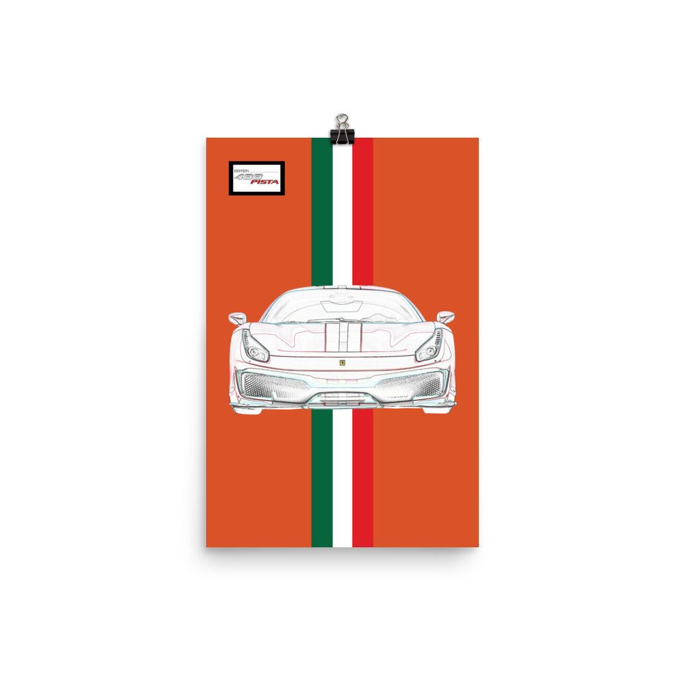 Tailor Made Arancio Triplo Strato Ferrari 488 Pista Poster