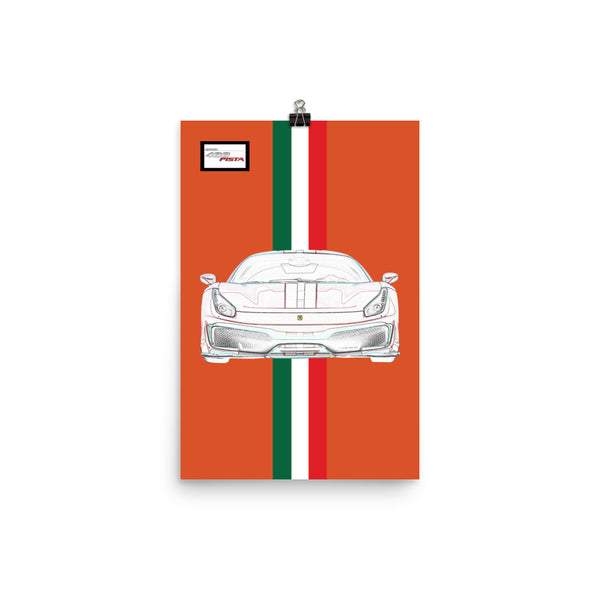 Tailor Made Arancio Triplo Strato Ferrari 488 Pista Poster