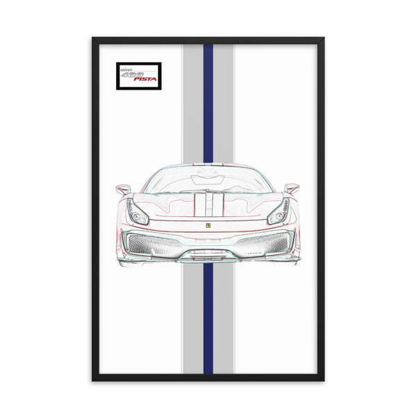 Bianco Avus Ferrari 488 Pista Silver Nart Racing Livery Framed Print