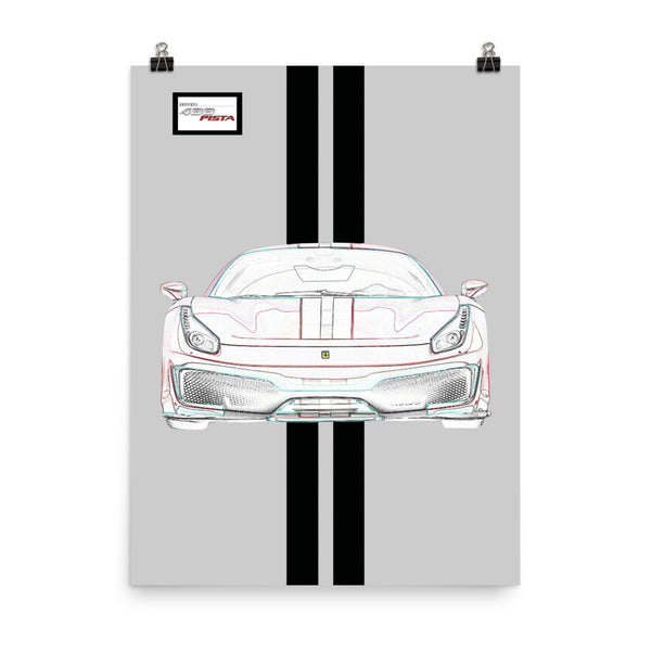 Argento Nurburgring Ferrari 488 Pista Black Racing Livery Poster