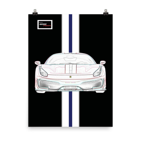 Nero Ferrari 488 Pista White Nart Racing Livery Poster