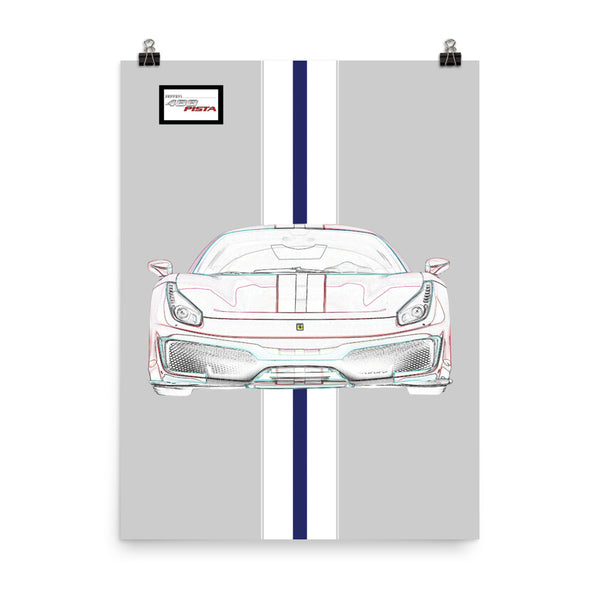 Argento Nurburgring Ferrari 488 Pista White Nart Racing Livery Poster