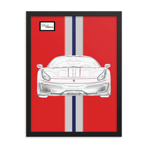 Rosso Corsa Ferrari 488 Pista Silver Nart Racing Livery Framed Print