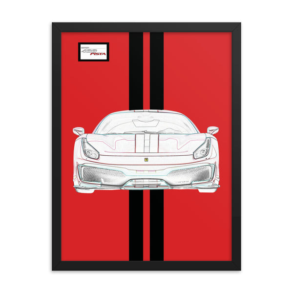 Rosso Corsa Ferrari 488 Pista Black Racing Livery Framed Print
