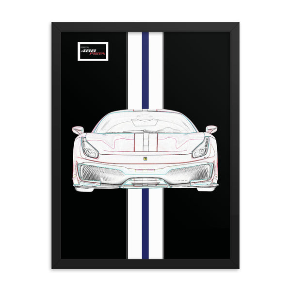 Nero Ferrari 488 Pista White Nart Racing Livery Framed Print