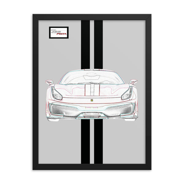 Argento Nurburgring Ferrari 488 Pista Black Racing Livery Framed Print