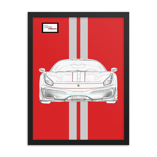 Rosso Corsa Ferrari 488 Pista Silver Racing Livery Framed Print
