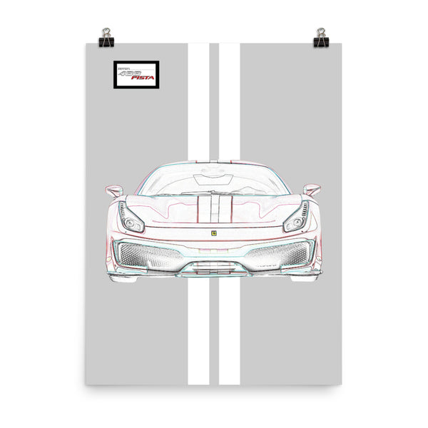 Argento Nurburgring Ferrari 488 Pista White Racing Livery Poster