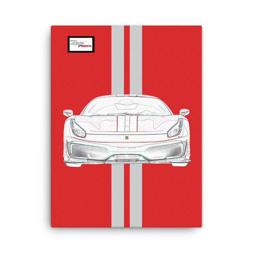 Rosso Corsa Ferrari 488 Pista Silver Racing Livery Canvas