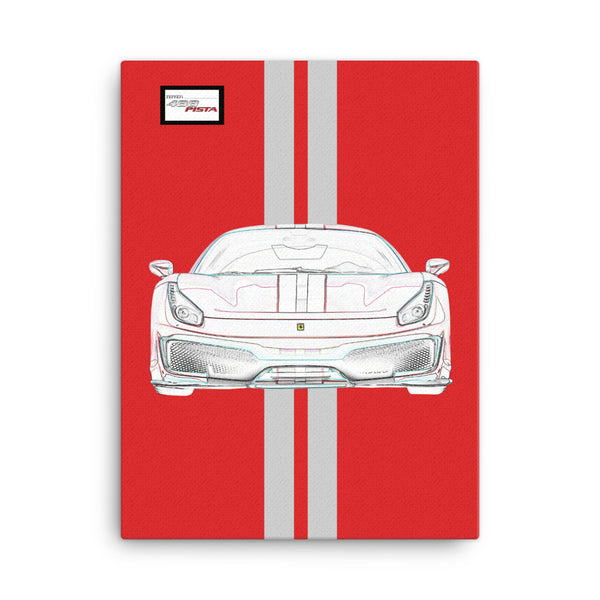 Rosso Corsa Ferrari 488 Pista Silver Racing Livery Canvas