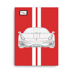 Rosso Corsa Ferrari 488 Pista White Racing Livery Canvas