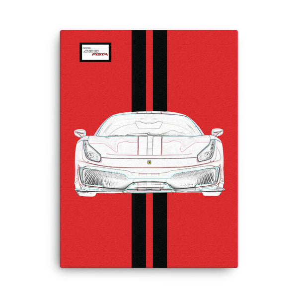 Rosso Corsa Ferrari 488 Pista Black Racing Livery Canvas