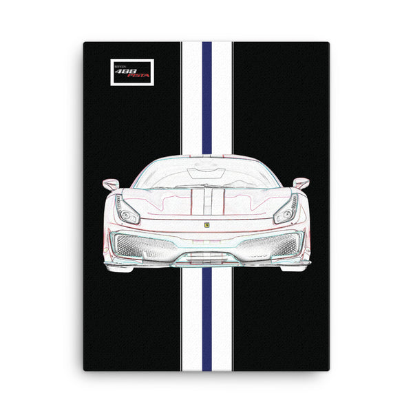 Nero Ferrari 488 Pista White Nart Racing Livery Canvas