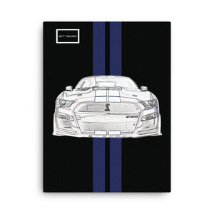 Shadow Black Shelby GT500 Kona Blue Racing Stripe Canvas